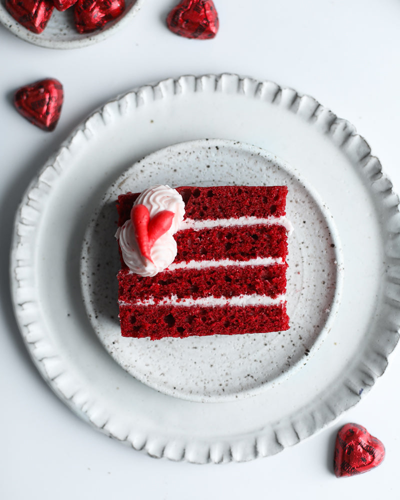 Valentine's Strawberry Red Velvet Cake Slice