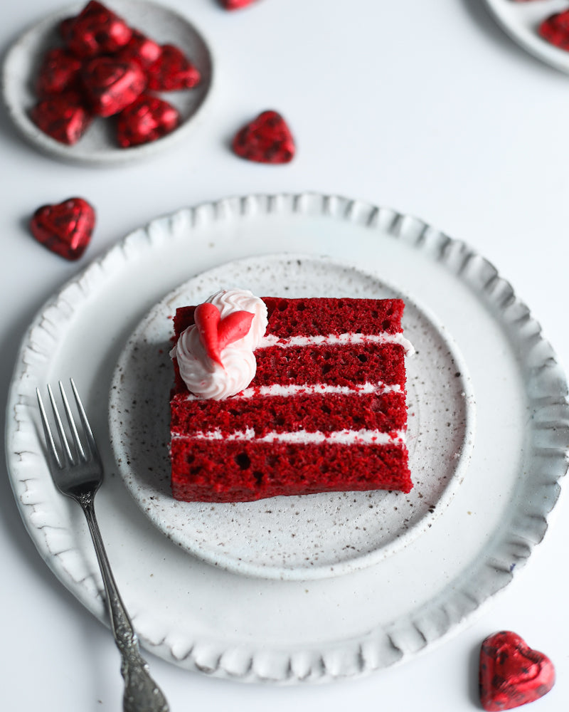 Valentine's Strawberry Red Velvet Cake Slice